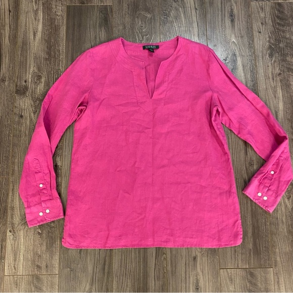 Lauren Ralph Lauren Linen blouse fushia pink - Picture 2 of 14